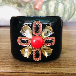 Stella & Dot | Crystal Encrusted Black Resin Bold Maltese Cuff Bracelet …